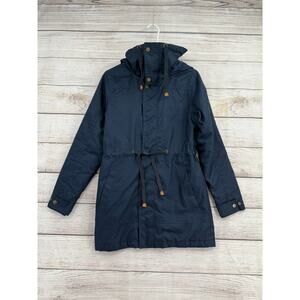 Burton Durable Goods Quilt Lined Tie Waist Jacket Womens XS Navy Blue Hooded